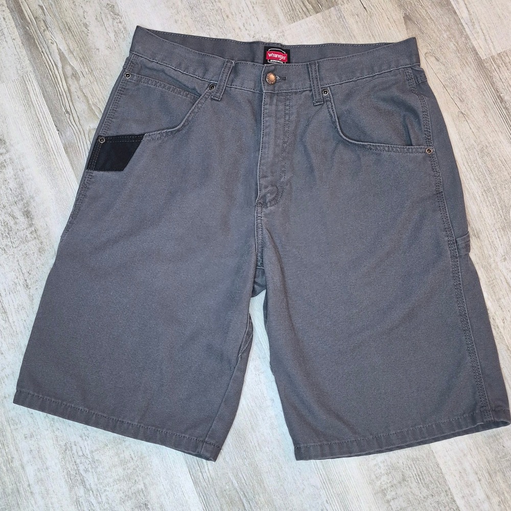 Wrangler Workwear Utility Relaxed Fit Cargo Shorts Multi Pocket Gusset Gray 32